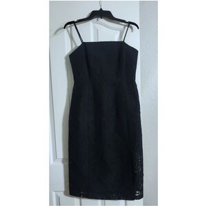 BCBGeneration Fitted Sheath Lace Overlay Dress with front slit
